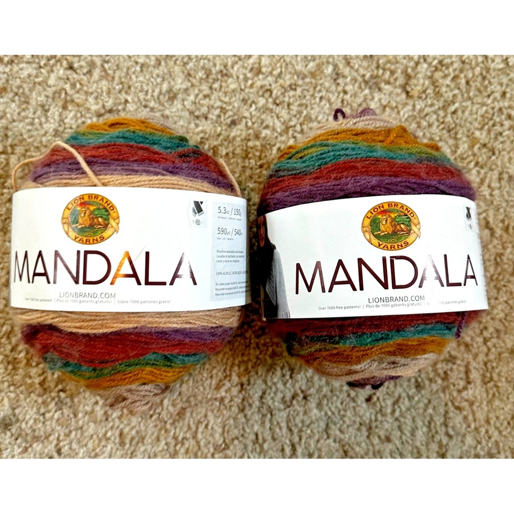 Lion Brand Mandala Yarn Warlock Colorway  5.3 oz / 590 Yds  Light #3  Set 2 New
